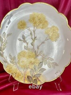 Antique Limoges France Charger Plate Hand Painted Yellow Flowers Dandelions
