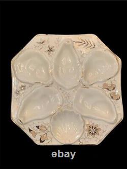 Antique Limoges France Gold Detail Oyster Plate