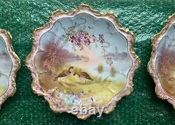 Antique Limoges France Hand Painted Bird Plates. Lot of 3