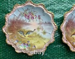 Antique Limoges France Hand Painted Bird Plates. Lot of 3
