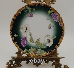 Antique Limoges France Hand Painted Floral Cabinet Plate Plaque