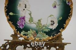 Antique Limoges France Hand Painted Floral Cabinet Plate Plaque
