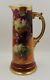 Antique Limoges France Hand Painted Grapes Tankard Pitcher Vase. Wow