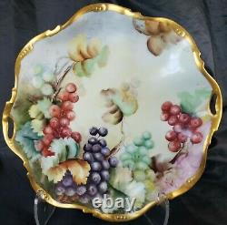 Antique Limoges France Hand Painted Grapes &gold Platter Signed E. R. Gorgeous