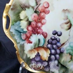 Antique Limoges France Hand Painted Grapes &gold Platter Signed E. R. Gorgeous