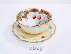 Antique Limoges France Hand Painted Jean Pouyat Gilt Porcelain Custard Ramekin