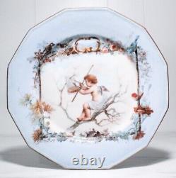 Antique Limoges France Hand Painted Yvonne Laroudie Putti Cherub Porcelain Plate