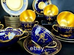 Antique Limoges France Hand-painted Cobalt Blue Tea/coffee Set of 29-pieces 1928