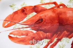 Antique Limoges France Lobster Motif Hand Painted Signed Felix Serving Oval Tray