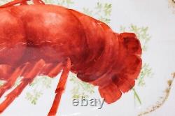 Antique Limoges France Lobster Motif Hand Painted Signed Felix Serving Oval Tray