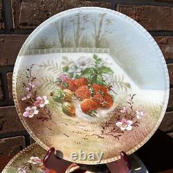 Antique Limoges Fruit & Flowers Hand Painted Plates 8 3/4 Set of 5