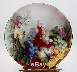 Antique Limoges Grapes Hand Painted Plaque Tray Charger