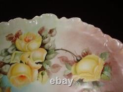Antique Limoges Guerin Hand Painted 13 Vanity Tray Plate Platter, Yellow Roses