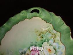 Antique Limoges Guerin Hand Painted 13 Vanity Tray Serving Plate Platter, Roses