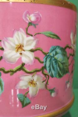 Antique Limoges HP Hand Painted Jardiniere Pink Floral Dogwood