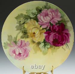 Antique Limoges Hand Painted Chrysanthemums Plate