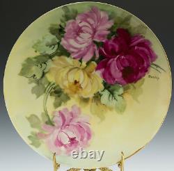 Antique Limoges Hand Painted Chrysanthemums Plate