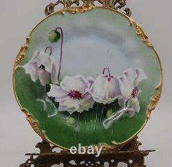 Antique Limoges Hand Painted Floral Plaque Plate. Signed By Duval