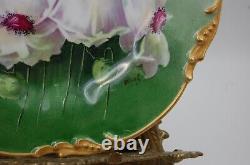 Antique Limoges Hand Painted Floral Plaque Plate. Signed By Duval