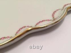 Antique Limoges Hand Painted Floral Scalloped Vanity Dresser Tray GDA France