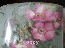 Antique Limoges Hand Painted Florals Cache Pot Vase