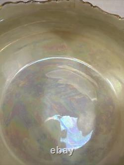 Antique Limoges Hand Painted Lusterware Blue Gold Footed Centerpiece Bowl