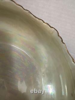 Antique Limoges Hand Painted Lusterware Blue Gold Footed Centerpiece Bowl