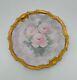 Antique Limoges Hand-painted Pink Roses Plate Signed By Theola With Gold Trim