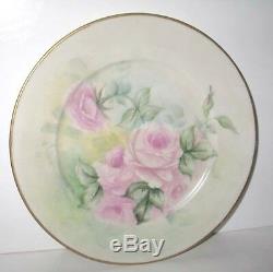 Antique Limoges Hand Painted Pink Roses Wall Plate Charger 10.5 So Beautiful