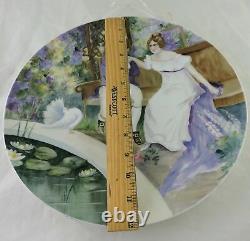 Antique Limoges Hand Painted Plate Romantic Love Scene Lily Pond 12 France
