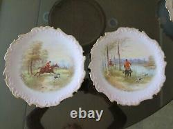 Antique Limoges Hand Painted Plates- Hunting Scene