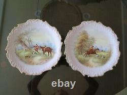 Antique Limoges Hand Painted Plates- Hunting Scene