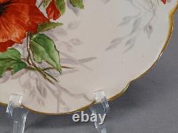 Antique Limoges Hand Painted Red Poppies & Gold 9 3/8 Inch Plate C. 1890-1918