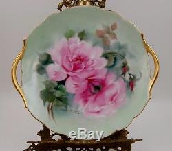 Antique Limoges Hand Painted Roses Cake Plate, Plaque Charger. Wow