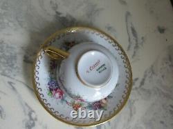 Antique Limoges Hand Painted Small Cup Saucer Signed by Artist