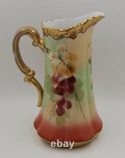 Antique Limoges Hand Painted Tankard Pitcher Vase