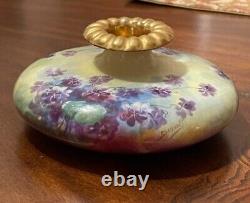 Antique Limoges Hand Painted Vase, Signed Duval France