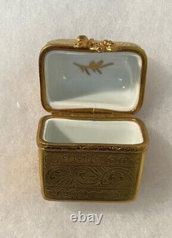 Antique Limoges Hand Signed Perfume Box &2 Glass Vials Porcelain Hand Painted