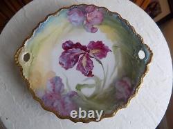 Antique Limoges Hand painted plate with irises