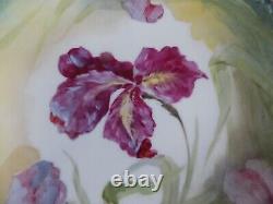 Antique Limoges Hand painted plate with irises