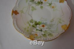 Antique Limoges Handpainted Signed Set Of 6 Demitasse Cups With Saucers