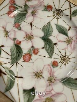 Antique Limoges Haviland H&Co L Plates Hand Painted Floral Gold Signed EJB 1889