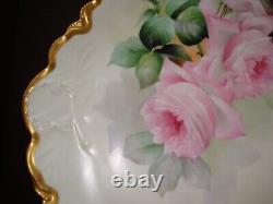 Antique Limoges Haviland Large 14 Hand Painted Plate Platter Tray, Roses & Gold