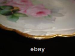 Antique Limoges Haviland Large 14 Hand Painted Plate Platter Tray, Roses & Gold