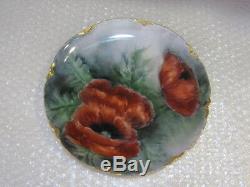 Antique Limoges Haviland Plate Poppies hand painted 8.5'