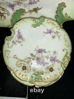 Antique Limoges LRL France Hand Painted Pate set Platter and 12 Plates