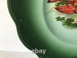 Antique Limoges Lobster Hand Painted Green Porcelain Dinner Plates Set Of 6
