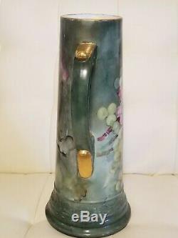 Antique Limoges Pitcher Tankard Grapes Large 14.5 Stunning! Hand painted