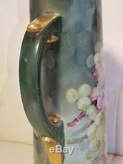 Antique Limoges Pitcher Tankard Grapes Large 14.5 Stunning! Hand painted