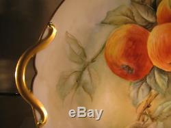 Antique Limoges Plate Apples hand painted Sign. By Artist F. A. Hallowell